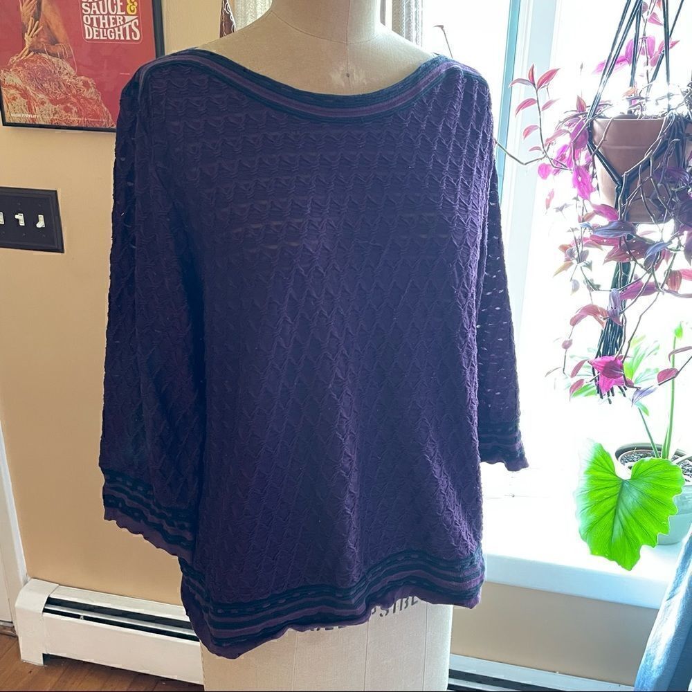 EASYWEAR BY CHICO’S | purple pullover textured blouse 1